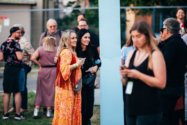 Courteney was happy to pose for pictures at the event