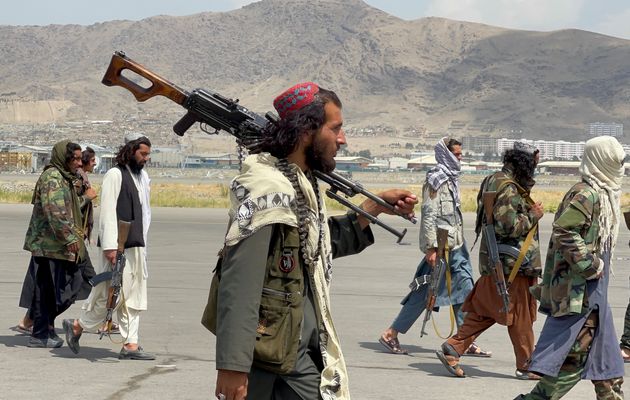 <strong>Taliban forces patrol at a runway a day after US troops withdraw from Hamid Karzai International Airport in Kabul.</strong>