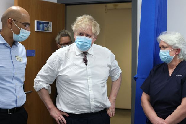 <strong>Boris Johnson visits Finchley Memorial Hospital in North London on Tuesday.</strong>