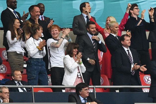 Ed Sheeran and David Beckham at Wembley Stadium