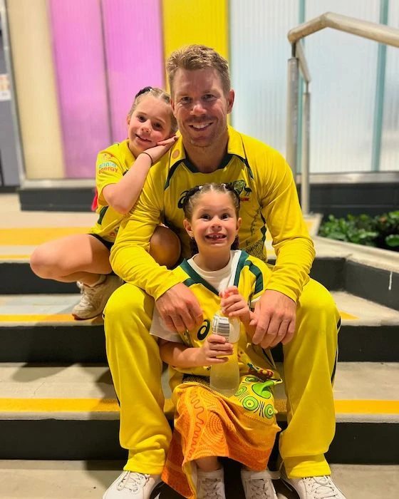 David Warner with his kids