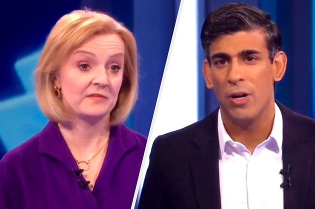 Liz Truss and Rishi Sunak during Tuesday's debate