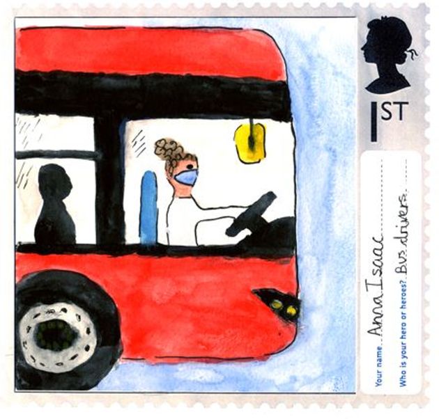 A stamp designed by Anna Issac, aged 10, from St Jude's Church of England Primary School in London.