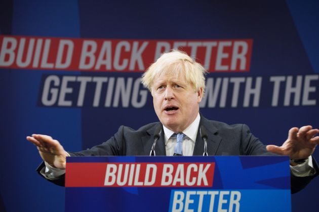 Prime Minister Boris Johnson delivers his keynote speech at the Conservative Party Conference in Manchester.