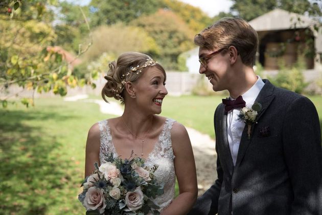 Charlie Bond and her brother at her wedding in Rolvenden, Kent, in October 2016.