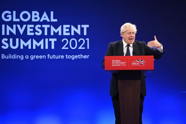 <strong>Boris Johnson delivers a speech during the Global Investment Summit at the Science Museum, London.</strong>