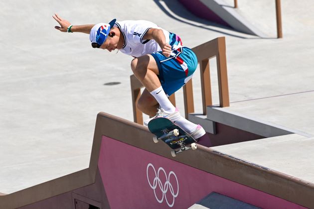 Jake Ilardi of the US competes in the men's street prelims heat 2.