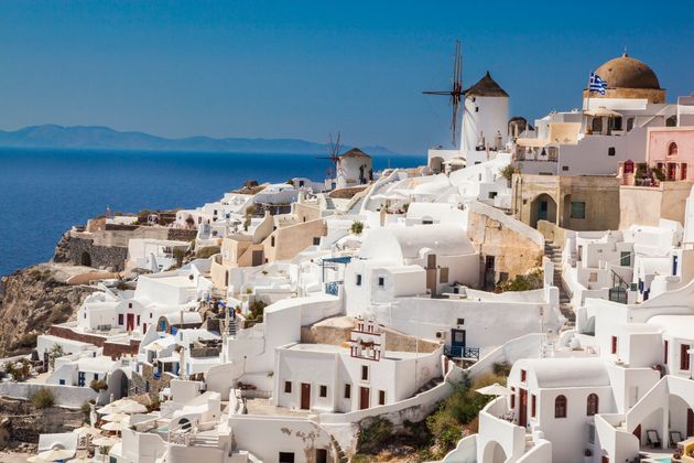 Houses in Santorini's most famously picturesque spot of Oia