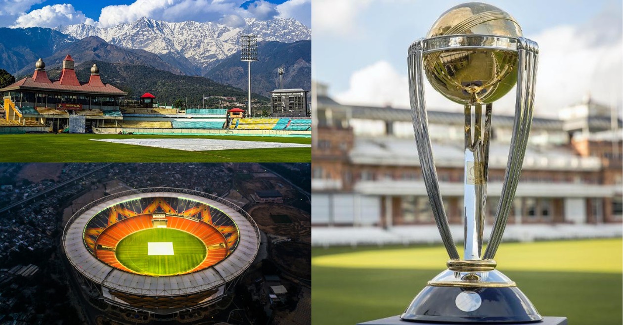 Stadiums in Dharamsala, Mumbai and World Cup trophy