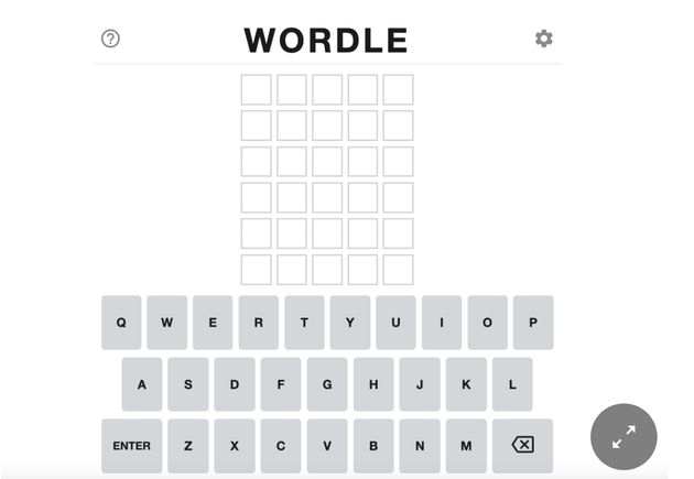 A Wordle screen before the guessing game starts.