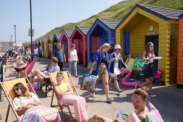 People by the beach at Saltburn-by-the-Sea in North Yorkshire on July 22. 