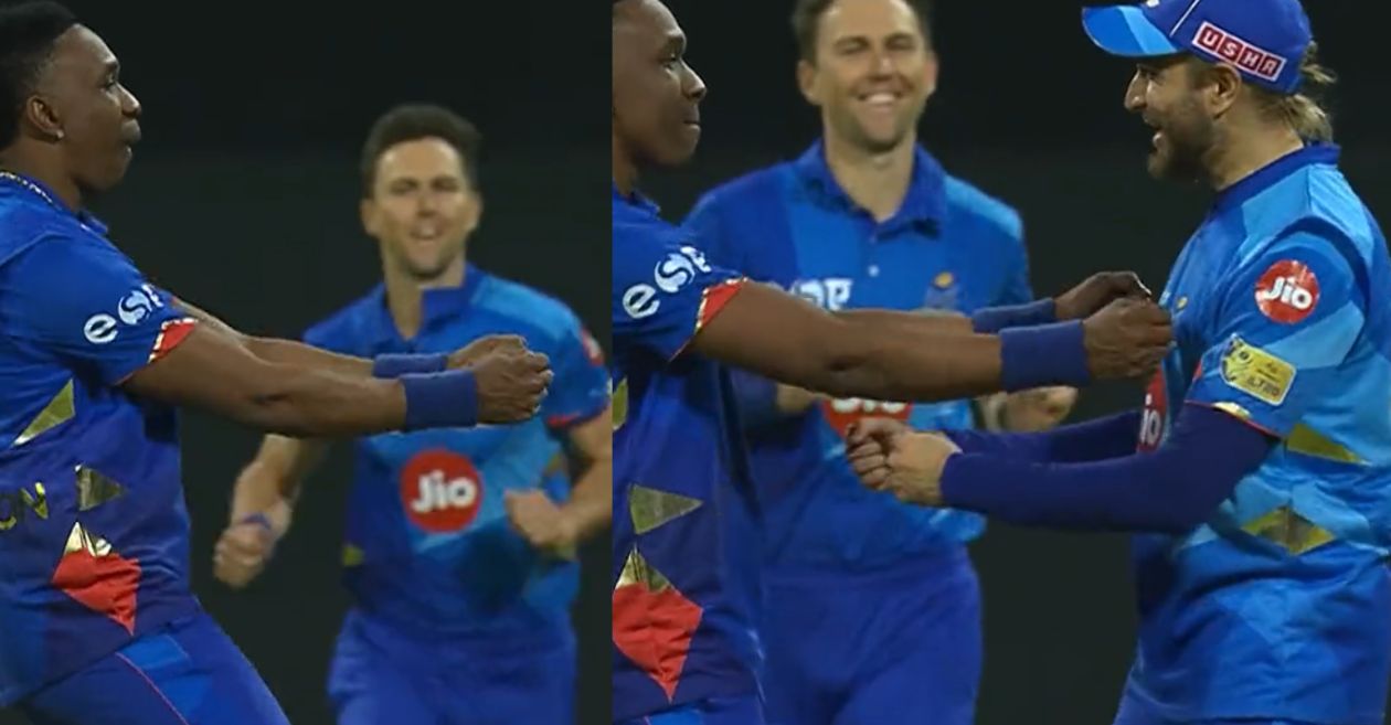 Dwayne Bravo and Imran Tahir dancing