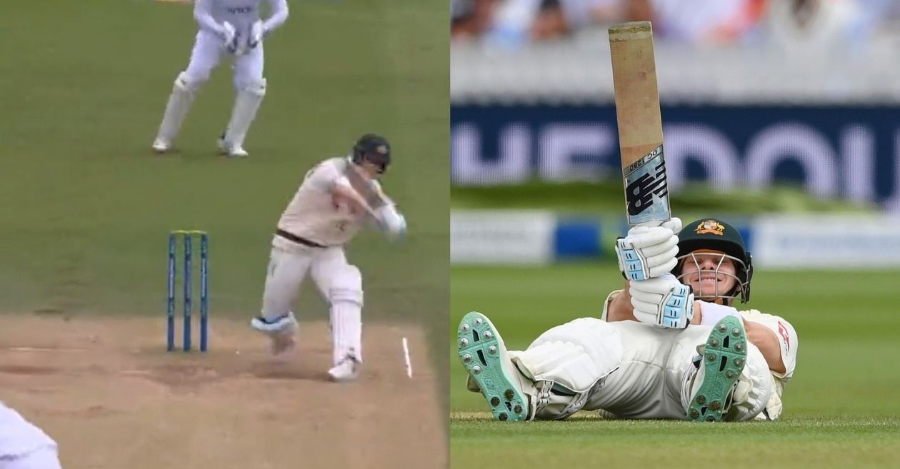 Steve Smith falls on the ground