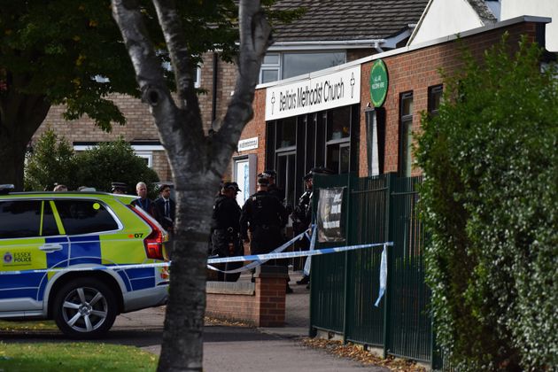 Police officers at David Amess' constituency surgery.