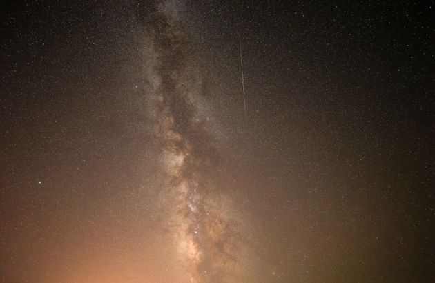 A Perseid meteor streaks across the night sky over Izmir, Turkey on August 13, 2021