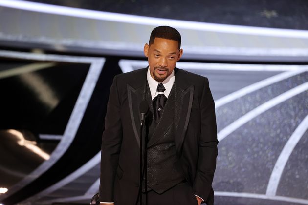 Will on stage during his Oscars acceptance speech, which took place minutes after he slapped Chris Rock