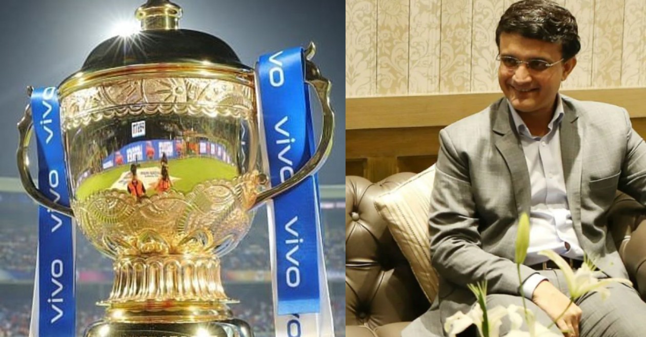 IPL 2021 trophy and Saurav Ganguly