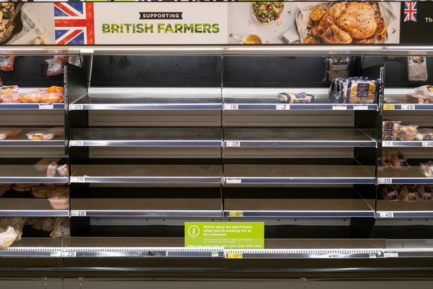 Empty shelves in an ASDA store in Cardiff in October