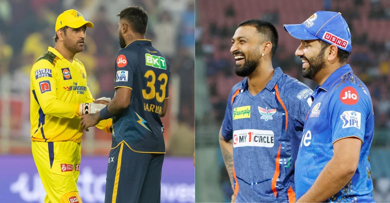 MS Dhoni, Hardik Pandya, Krunal Pandya and Rohit Sharma