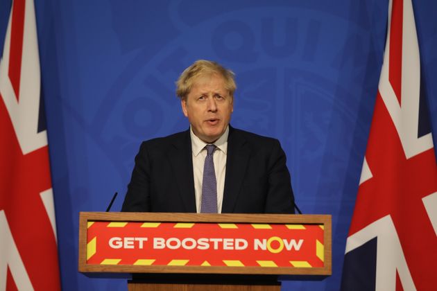 <strong>Boris Johnson during a media briefing in Downing Street, London, on coronavirus.</strong>