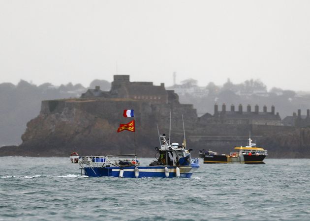 <strong>French fishing boats protest in front of the port of St Helier off the island of Jersey.</strong>