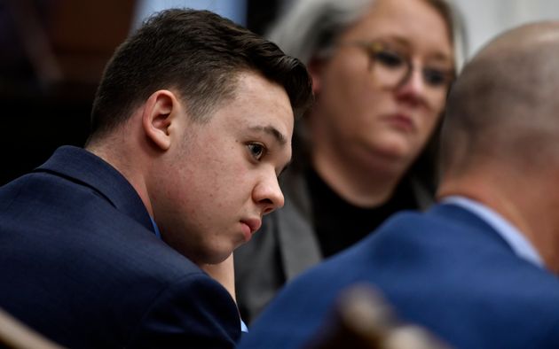 Kyle Rittenhouse, left, listen as his attorney, Mark Richards, give his closing argument on November 15, 2021