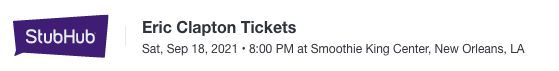 Eric Clapton show listing on StubHub.