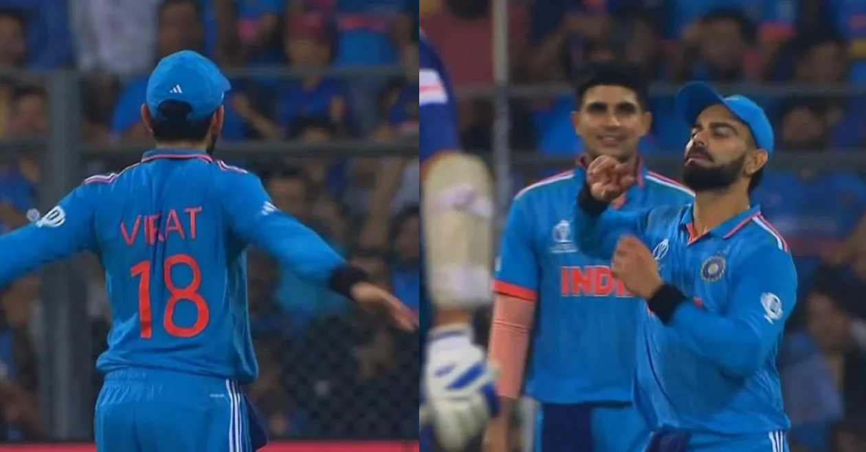 Virat Kohli mimics his bowling action