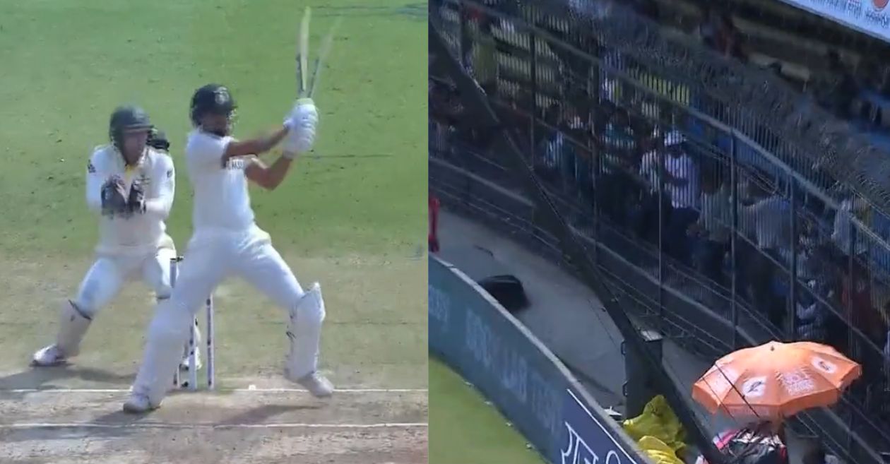 Shreyas Iyer's backfoot six during the third Test