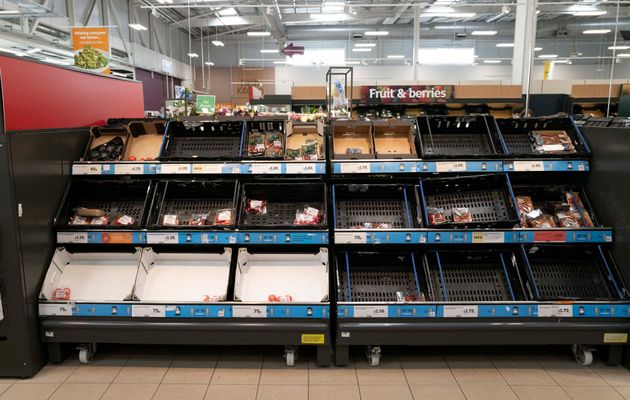 Empty shelves in a Cardiff supermarket