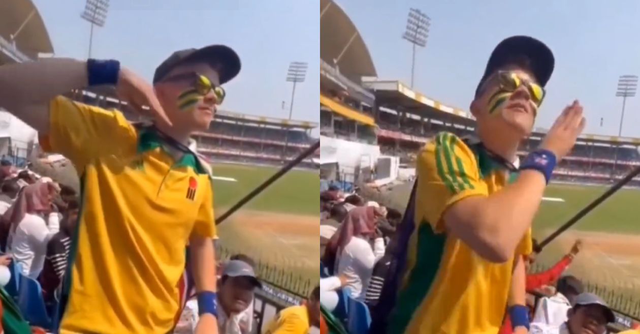 Aussie fan celebrates after his team's win