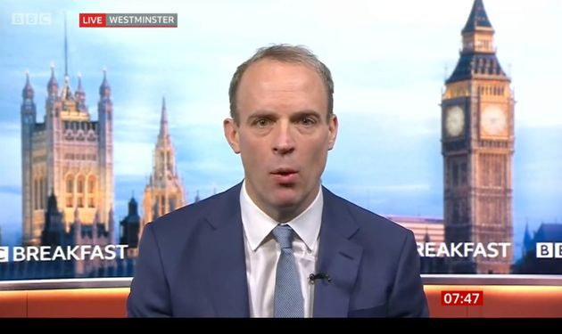 Dominic Raab speaking on BBC Breakfast on Wednesday