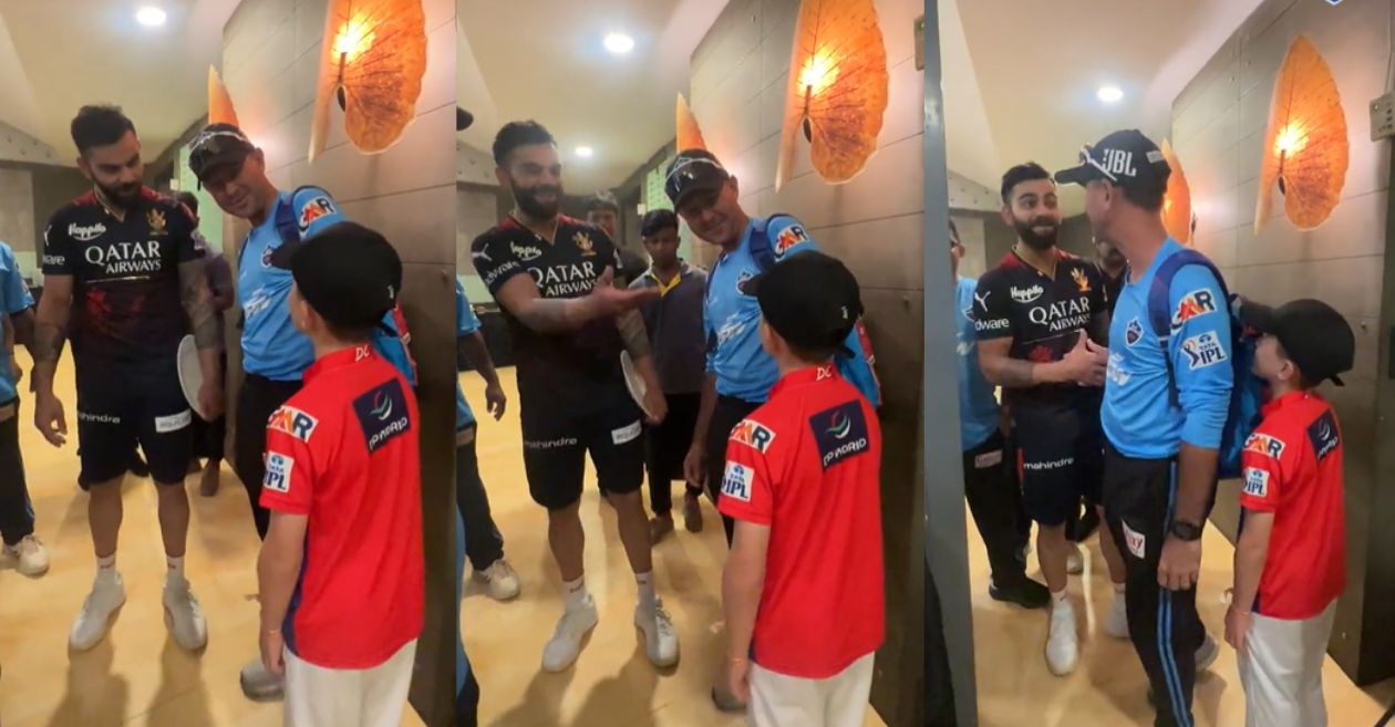 Virat Kohli meets Ricky Ponting and his son