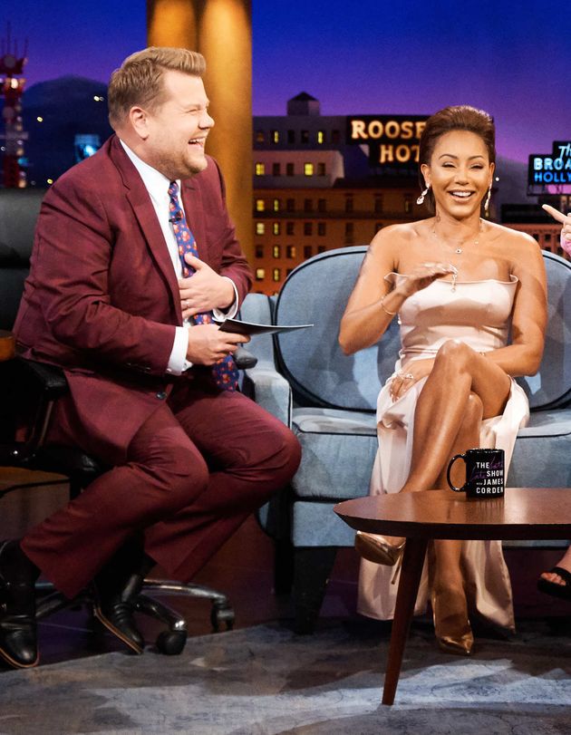 James Corden interviewing Mel B in 2018