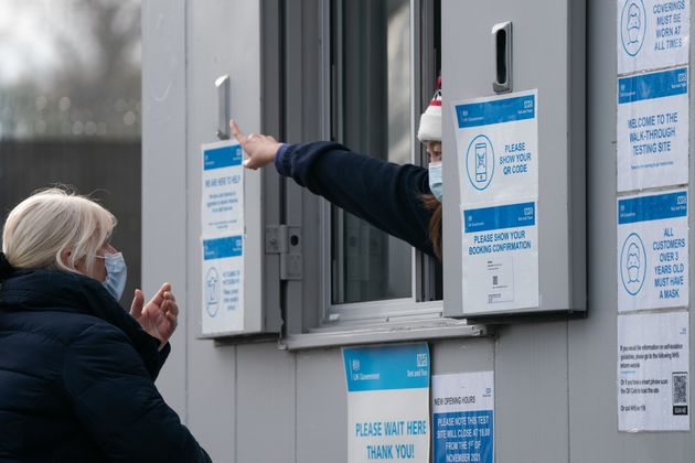 A Coronavirus testing centre in Nottingham, the city where one of the cases of the Omicron variant of Covid-19 were identified last week. 