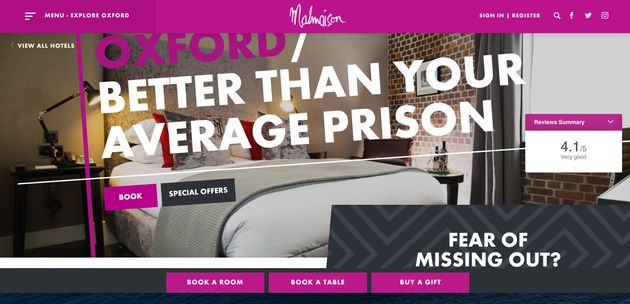 The Malmaison Oxford's website