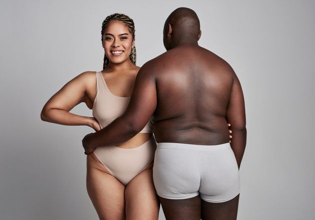 Plus size and portrait of couple.