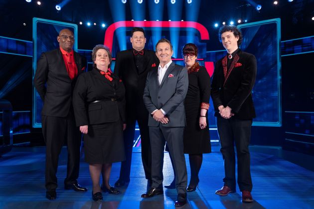 Anne with her fellow Chasers and presenter Bradley Walsh