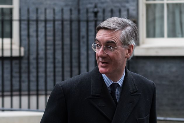 <strong>Leader of the House of Commons Jacob Rees-Mogg leaves Downing Street after attending a weekly Cabinet meeting.</strong>