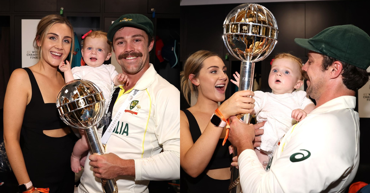 Travis Head with his wife and daughter