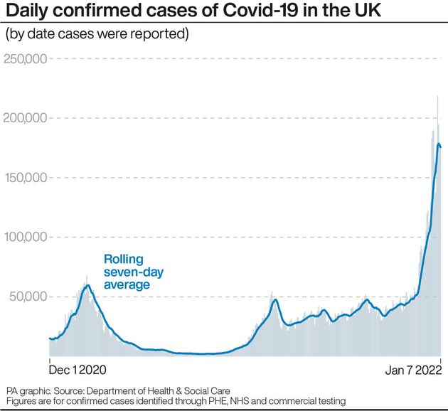 <strong>Daily confirmed cases of Covid-19 in the UK. </strong>