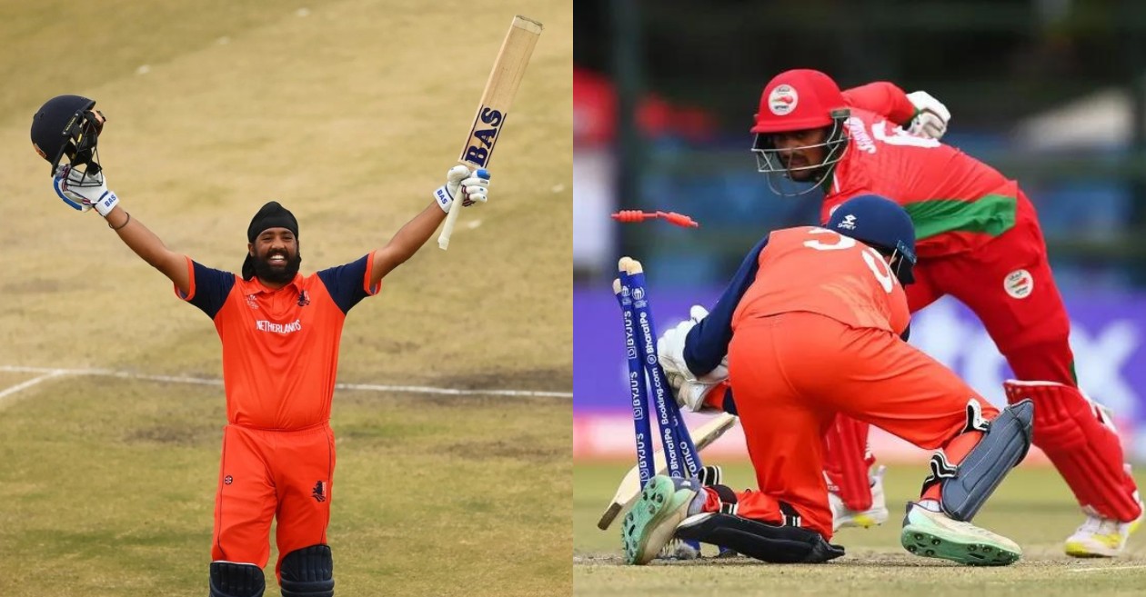 Vikramjit Singh and Netherlands' wicketkeeper