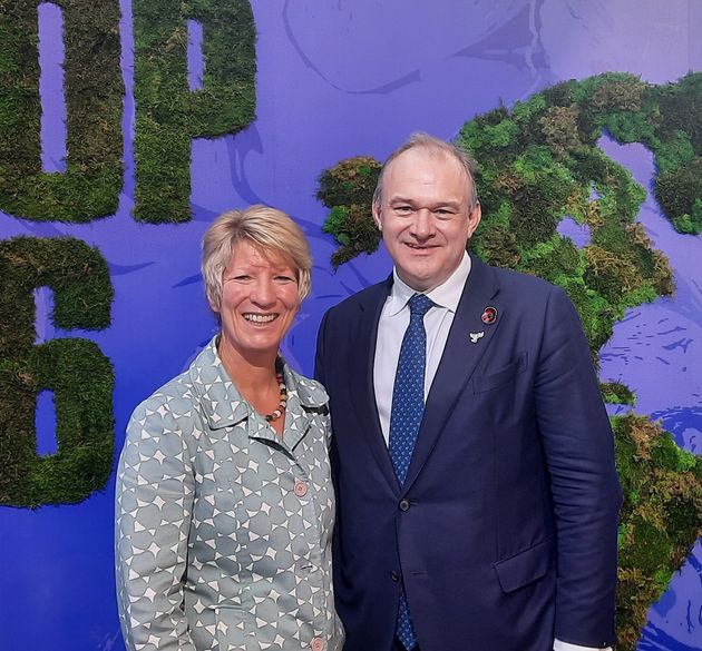 Lib Dem leader Ed Davey poses with general election candidate Pippa Heylings.