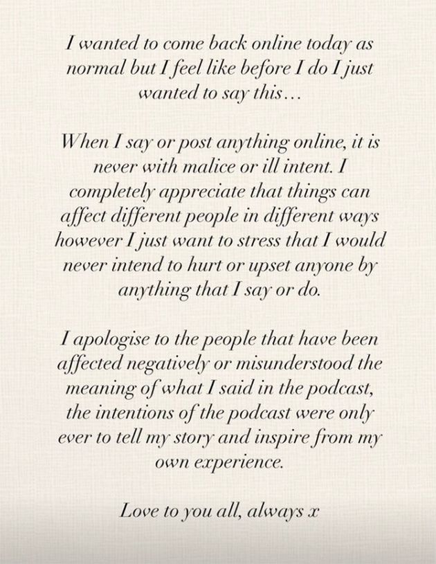 Molly-Mae shared this statement on her Instagram story