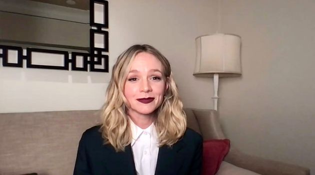 Carey Mulligan during her speech at the Film Independent Spirit Awards