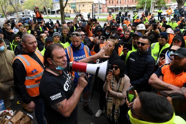 Protesters in Melbourne on Monday September 20