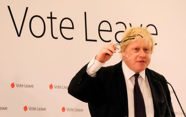 The then Mayor of London Boris Johnson delivers a speech at a 'Vote Leave' rally in 2016 in Newcastle upon Tyne.