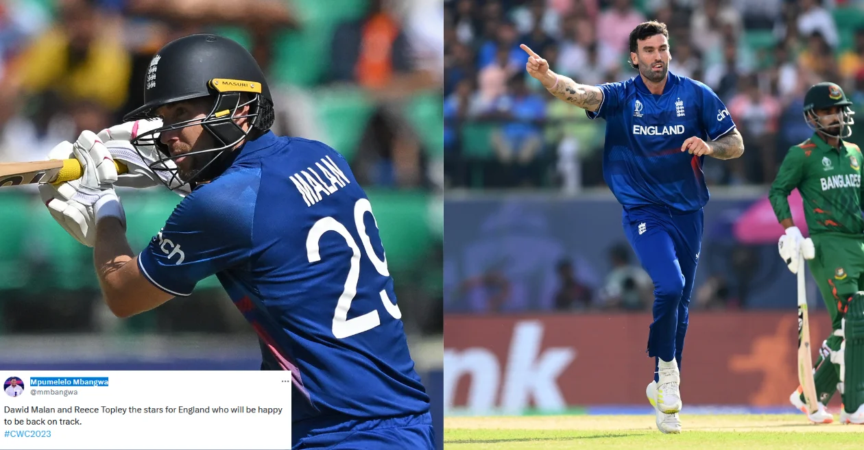 Dawid Malan and Reece Topley vs Bangladesh, CWC 2023