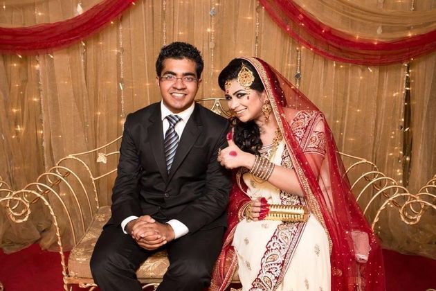 Farah Radford with her brother Rahat at her wedding reception in Bangladesh.