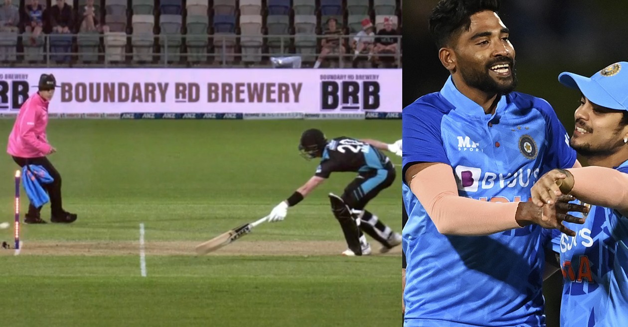 Mohammed Siraj runs out Adam Milne in 3rd T20I